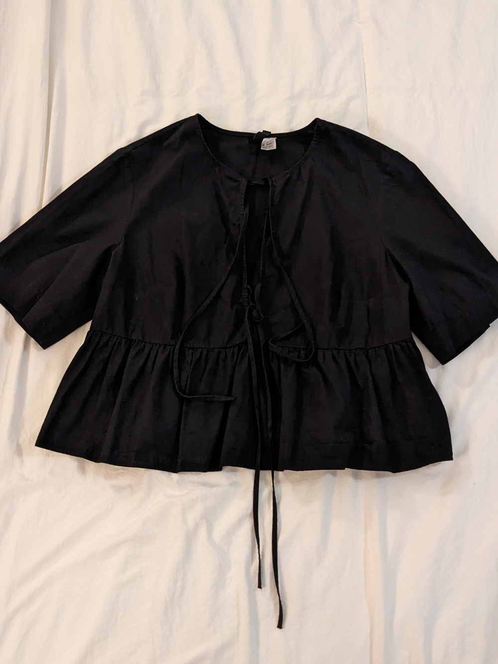 H&M Black Tie-Front Peplum Tunic